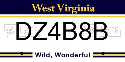 DZ4B8B West Virginia License Plate
