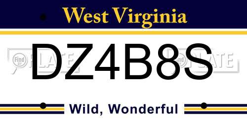 DZ4B8S West Virginia License Plate