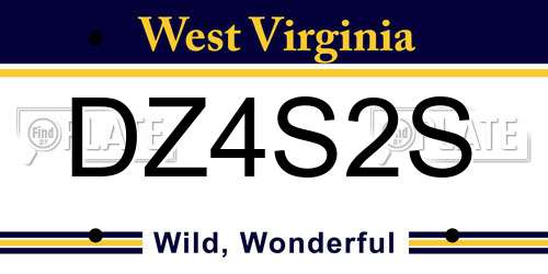 DZ4S2S West Virginia License Plate