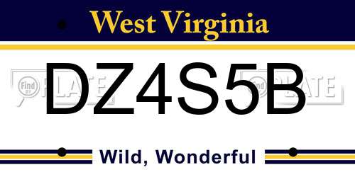 DZ4S5B West Virginia License Plate