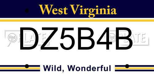 DZ5B4B West Virginia License Plate