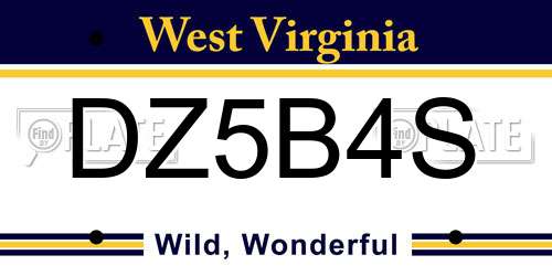 DZ5B4S West Virginia License Plate