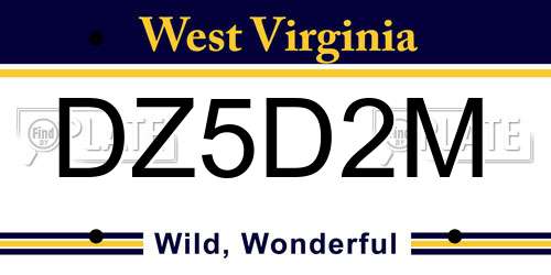 DZ5D2M West Virginia License Plate