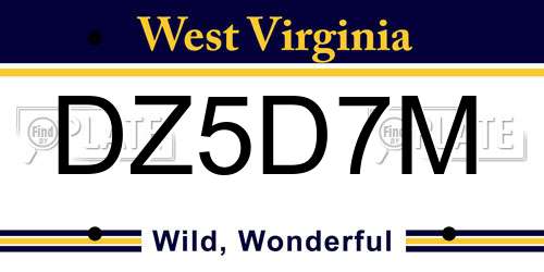 DZ5D7M West Virginia License Plate