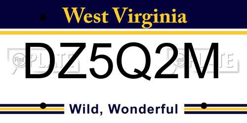 DZ5Q2M West Virginia License Plate