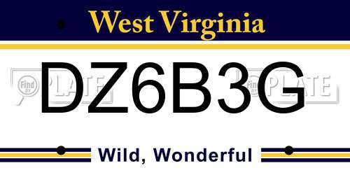 DZ6B3G West Virginia License Plate