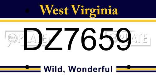 DZ7659 West Virginia License Plate