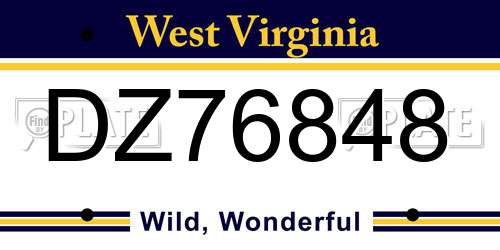 DZ76848 West Virginia License Plate
