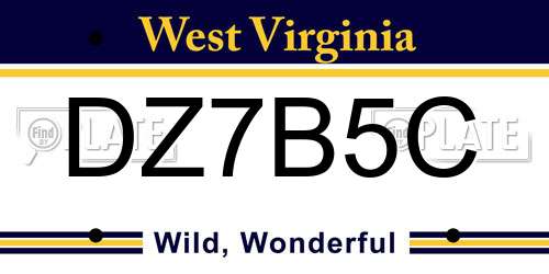 DZ7B5C West Virginia License Plate