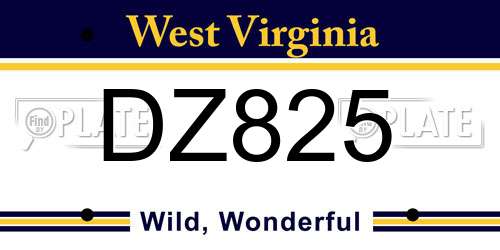 DZ825 West Virginia License Plate