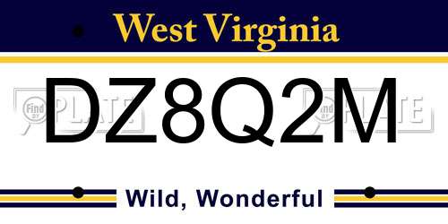 DZ8Q2M West Virginia License Plate