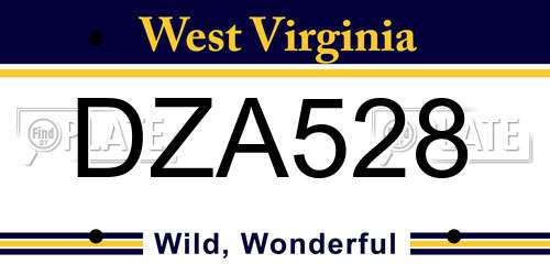 DZA528 West Virginia License Plate
