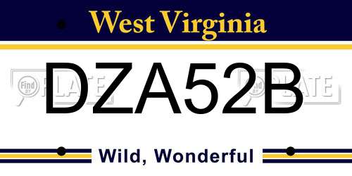 DZA52B West Virginia License Plate