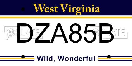 DZA85B West Virginia License Plate