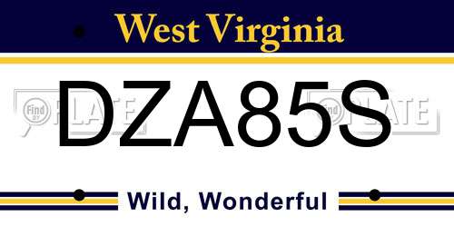 DZA85S West Virginia License Plate