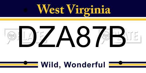 DZA87B West Virginia License Plate