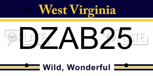 DZAB25 West Virginia License Plate