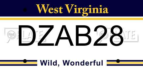 DZAB28 West Virginia License Plate