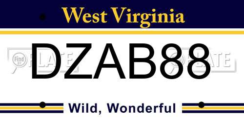 DZAB88 West Virginia License Plate