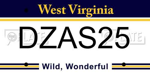 DZAS25 West Virginia License Plate