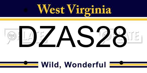 DZAS28 West Virginia License Plate