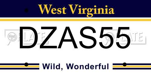 DZAS55 West Virginia License Plate