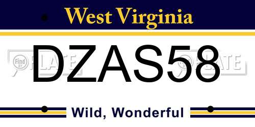DZAS58 West Virginia License Plate