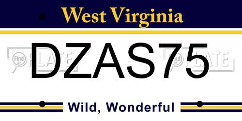 DZAS75 West Virginia License Plate