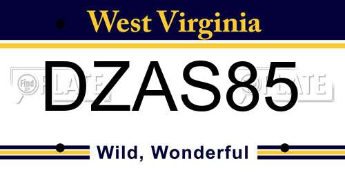 DZAS85 West Virginia License Plate