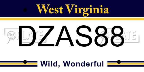 DZAS88 West Virginia License Plate