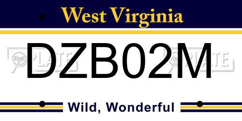 DZB02M West Virginia License Plate