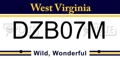 DZB07M West Virginia License Plate