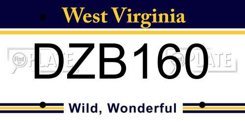 DZB160 West Virginia License Plate