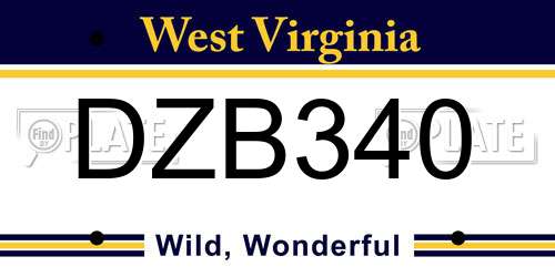 DZB340 West Virginia License Plate