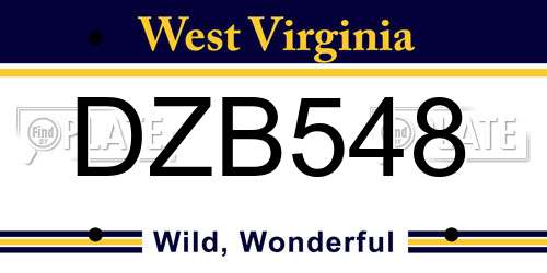 DZB548 West Virginia License Plate