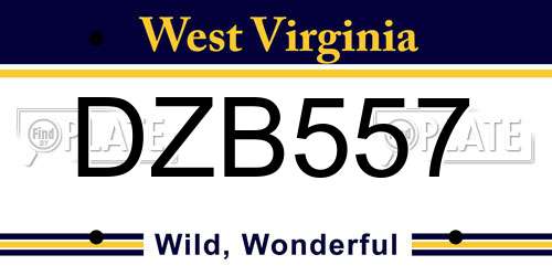 DZB557 West Virginia License Plate