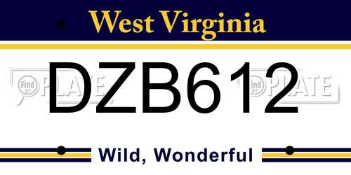 DZB612 West Virginia License Plate