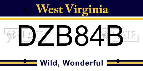 DZB84B West Virginia License Plate
