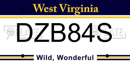 DZB84S West Virginia License Plate