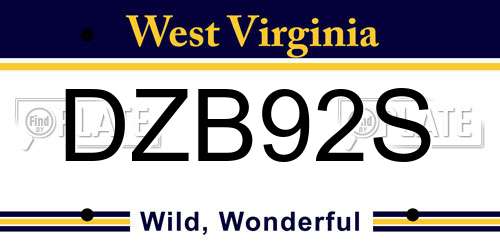 DZB92S West Virginia License Plate
