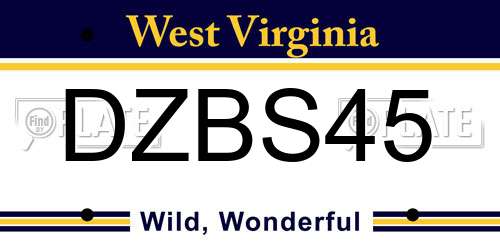 DZBS45 West Virginia License Plate
