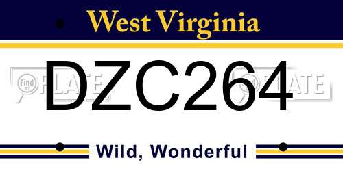 DZC264 West Virginia License Plate