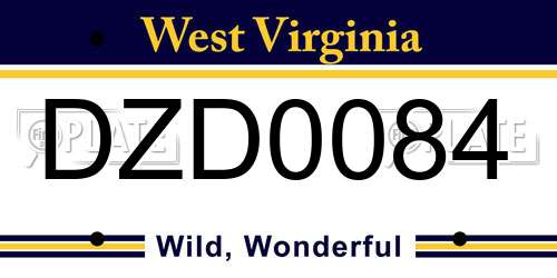 DZD0084 West Virginia License Plate