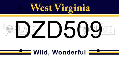 DZD509 West Virginia License Plate