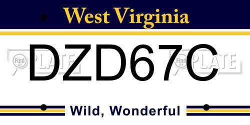 DZD67C West Virginia License Plate