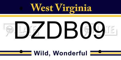DZDB09 West Virginia License Plate