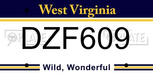 DZF609 West Virginia License Plate