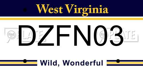 DZFN03 West Virginia License Plate