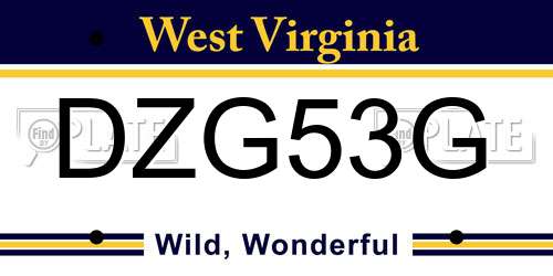 DZG53G West Virginia License Plate
