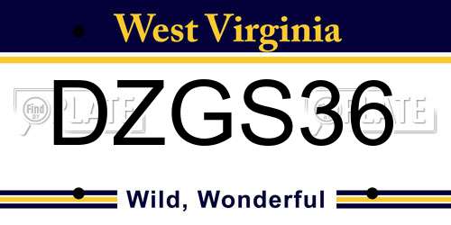 DZGS36 West Virginia License Plate